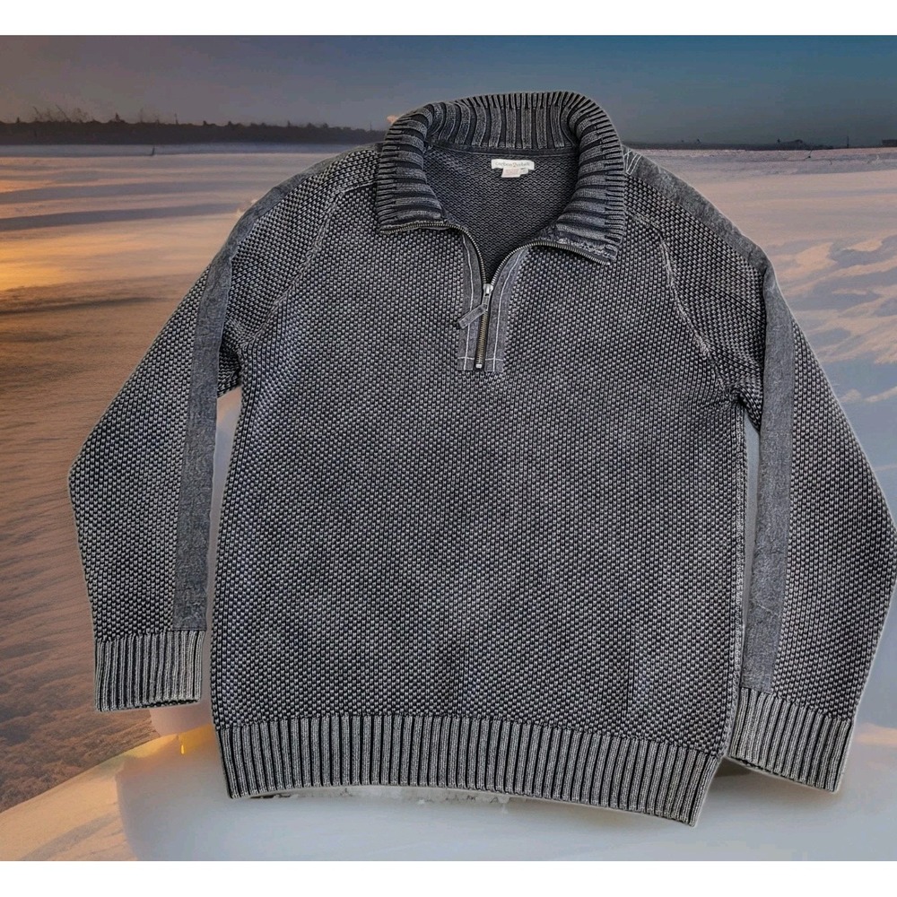 🧥 Carbon 2 Cobalt 1/4 Zip Sweater Men L Gray Hi‑Def Birdseye Heavyweight Preppy